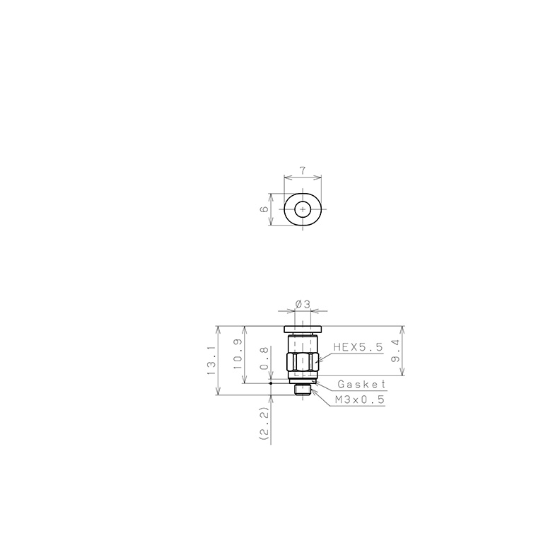 Bản vẽ kỹ thuật Đầu Nối Nhanh Khí Nén Dạng Thẳng Thân Lục Giác Ren Ngoài Pisco PC3-M3M-C