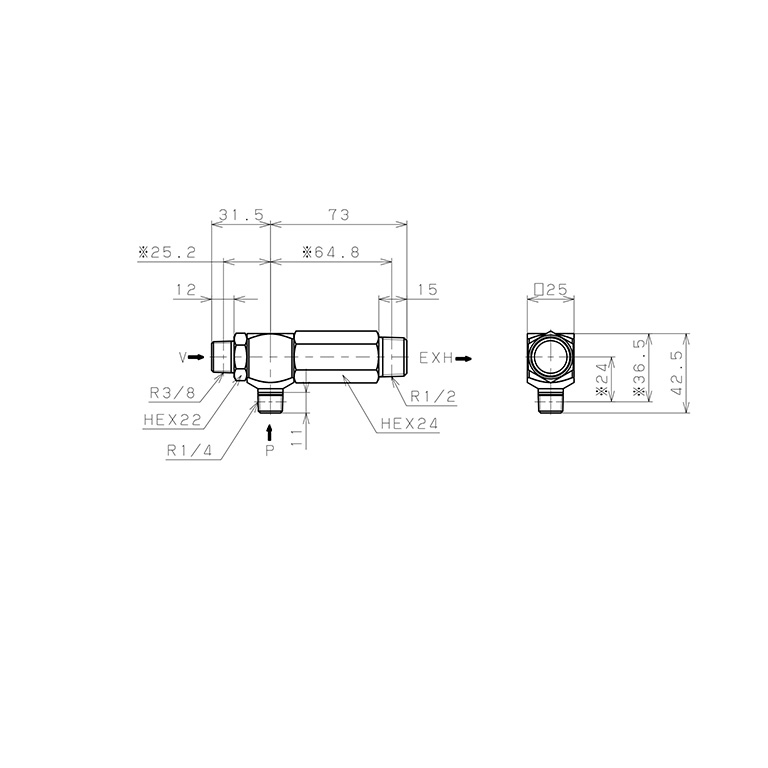 Bản vẽ kỹ thuật Bộ Tạo Chân Không Dòng VRL Pisco VRL200-030204