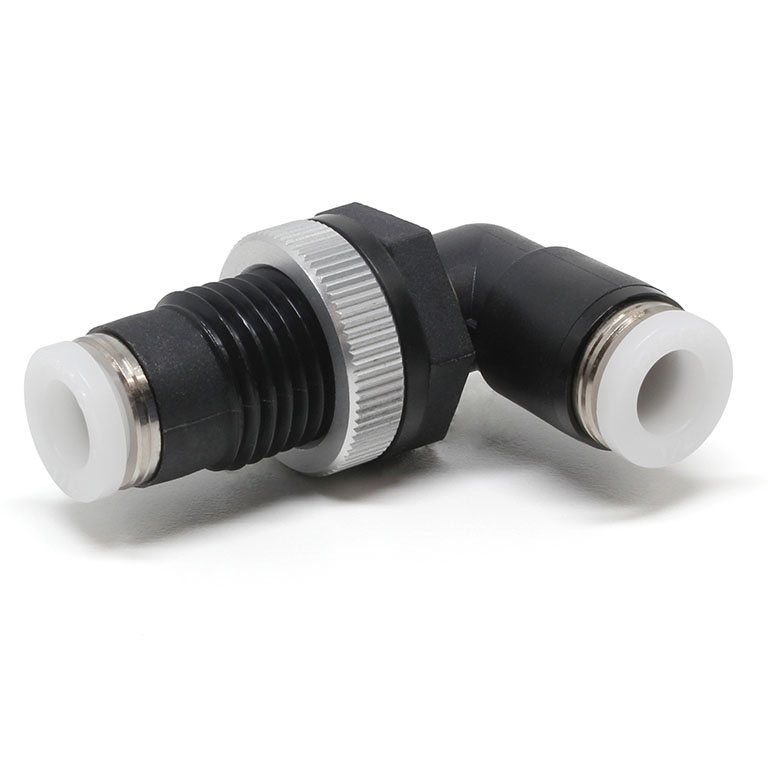 Đầu Nối Nhanh Khí Nén Cong 90° Ren Ngoài Lắp Kẹp Vách Pisco PML1/4-C