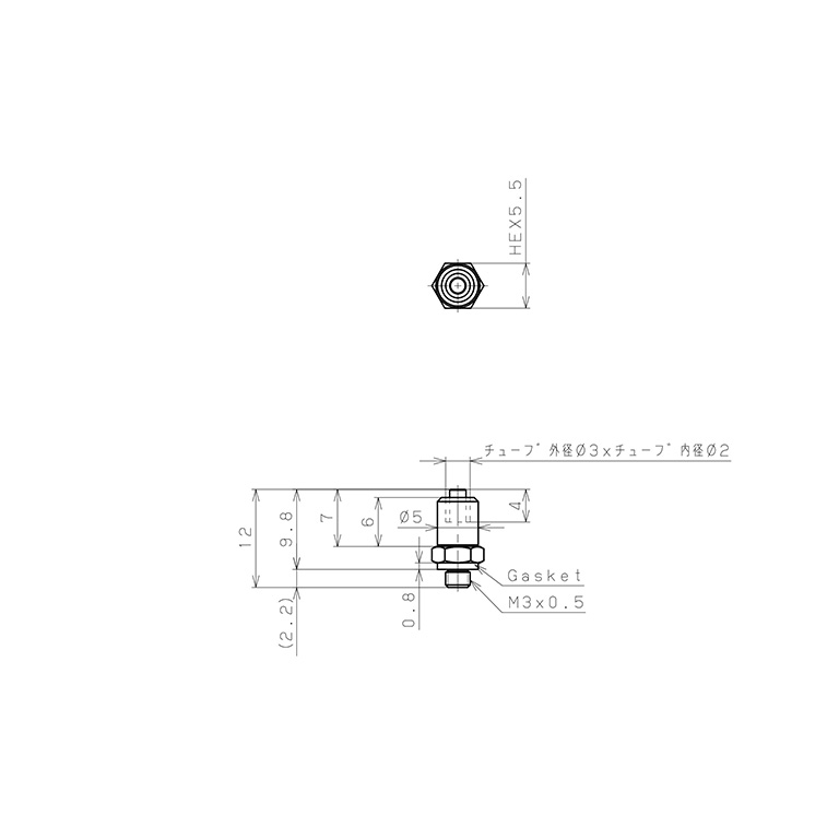 Bản vẽ kỹ thuật Đầu Ngạnh Nối Ống Có Đai Ốc Xiết Dạng Thẳng Thân Lục Giác Ren Ngoài Pisco LCN-0320-M3-C