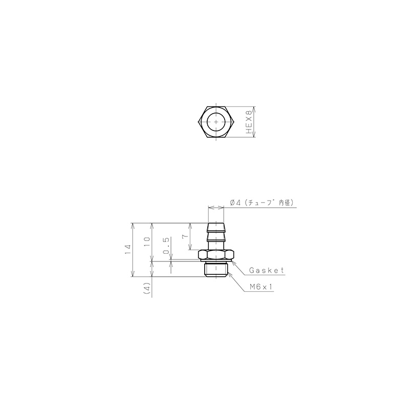 Bản vẽ kỹ thuật Đầu Ngạnh Nối Ống Dạng Thẳng Thân Lục Giác Ren Ngoài Pisco LC-0640-M6-C