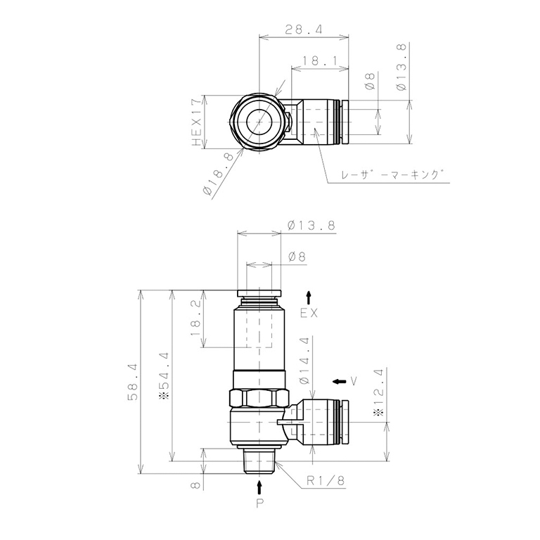 Bản vẽ kỹ thuật Bộ Tạo Chân Không Dòng VH - VS Pisco VHE10-801J