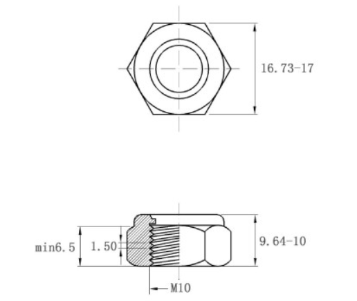 Bản vẽ kỹ thuật Tán Keo Thép Mạ Kẽm 4.8 DIN985 M10