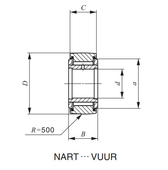 Bản vẽ kỹ thuật Vòng Bi Kim Loại Dày 20x47x24 mm IKO NART 20 VUUR