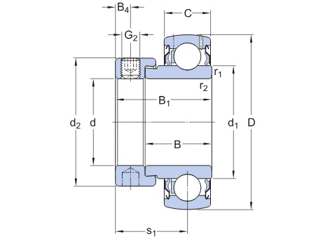 Bản vẽ kỹ thuật Vòng Bi Cho Gối Đỡ SKF YET 208
