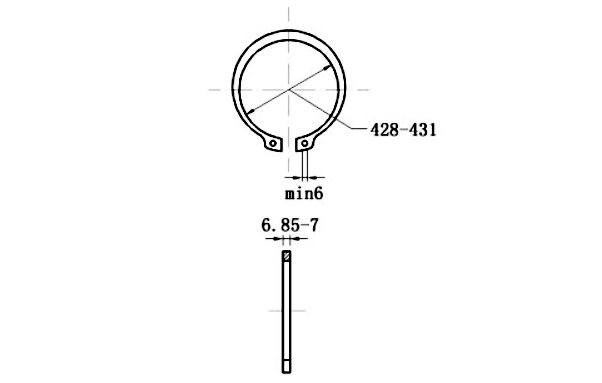 Bản vẽ kỹ thuật Phe Gài Trục Thép 65Mn DIN471 D450x7.0