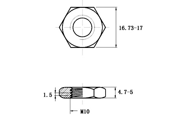 Bản vẽ kỹ thuật Tán Mỏng Inox 304 DIN439 M10