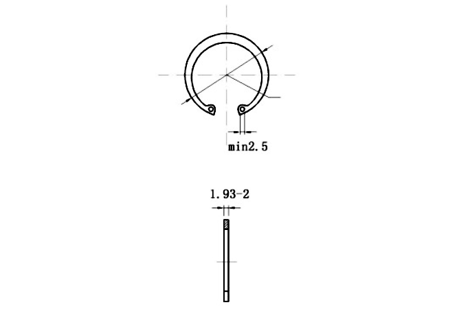 Bản vẽ kỹ thuật Phe Gài Lỗ Thép 65Mn DIN472 D49x1.75