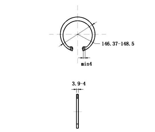 Bản vẽ kỹ thuật Phe Gài Lỗ Inox 420 DIN472 D140x4.0