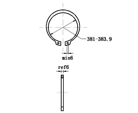 Bản vẽ kỹ thuật Phe Gài Trục Thép 65Mn DIN471 D400x6.0