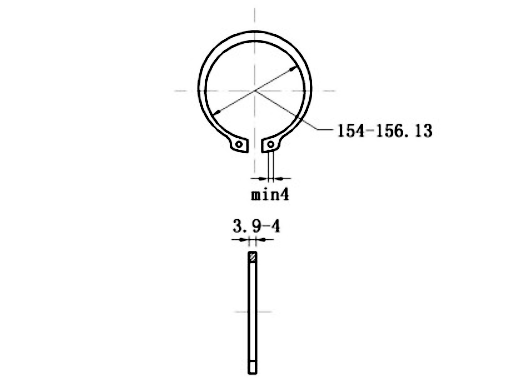 Bản vẽ kỹ thuật Phe Gài Trục Thép 65Mn DIN471 D165x4.0