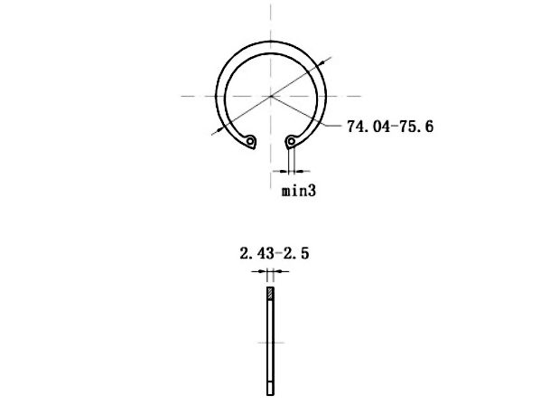 Bản vẽ kỹ thuật Phe Gài Lỗ Thép 65Mn DIN472 D70x2.5
