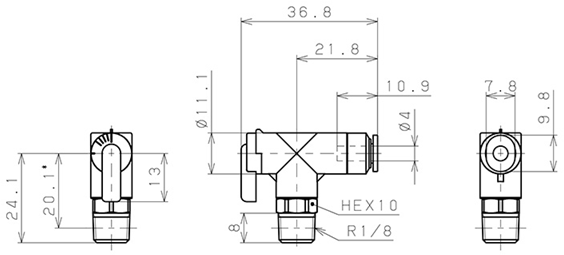 Bản vẽ kỹ thuật Van Bi Khí Nén, Loại Mini Pisco BVLC4-01