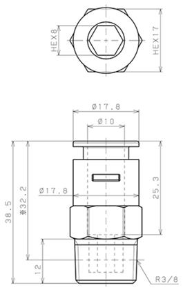 Bản vẽ kỹ thuật Đầu Nối Nhanh Khí Nén Dạng Thẳng Thân Lục Giác Ren Ngoài Pisco APC10-03-E-TP