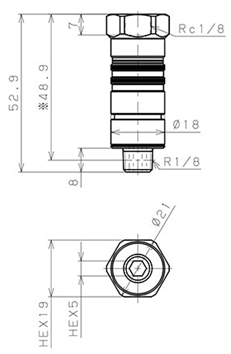 Bản vẽ kỹ thuật Bộ Đầu Nối Nhanh Ống Dẫn Điều Khiển Nhiệt Độ Khuôn Đúc Dạng Thẳng Ren Trong, Có Van Tự Ngắt Pisco ASC10-01F01