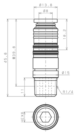 Bản vẽ kỹ thuật Bộ Đầu Nối Nhanh Ống Dẫn Điều Khiển Nhiệt Độ Khuôn Đúc Dạng Thẳng Pisco AKC08-802