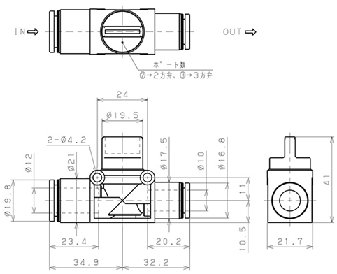 Bản vẽ kỹ thuật Van Tay Khí Nén Pisco HV12-10W