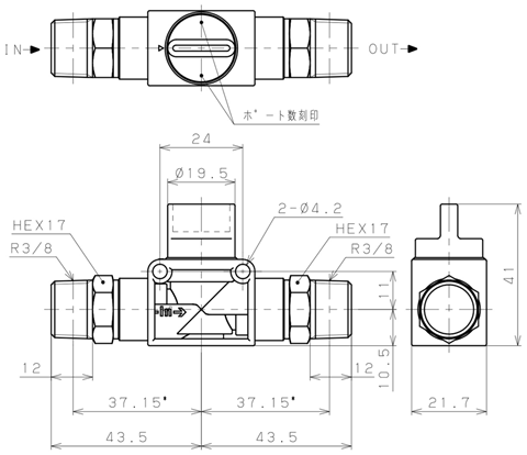 Bản vẽ kỹ thuật Van Tay Khí Nén Pisco HV03-03-2W