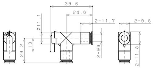 Bản vẽ kỹ thuật Van Bi Khí Nén, Loại Mini Pisco BVLU6-6