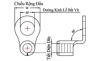 Bản vẽ kỹ thuật Đầu Cosse Tròn Trần 90 Độ 38mm2 KST RNBS38-6-90D