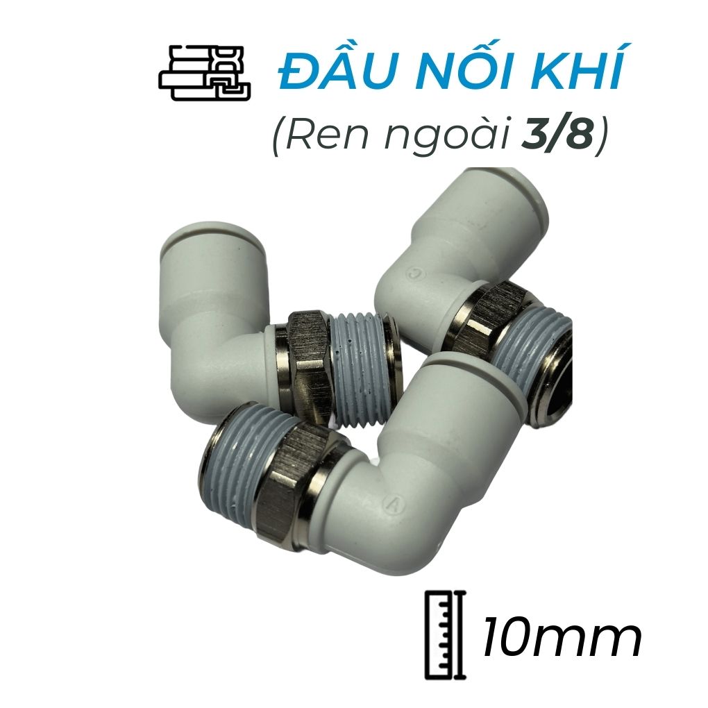 Đầu Nối Nhanh Khí Nén Cong Ø10mm - Ren Ngoài 3/8" CDC MPL 1003N-W (Màu Trắng)