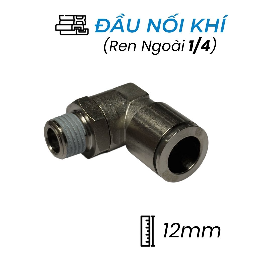 Đầu Nối Nhanh Khí Nén Đồng Cong Ø12mm - Ren Ngoài 1/4" CDC BPL 12R02