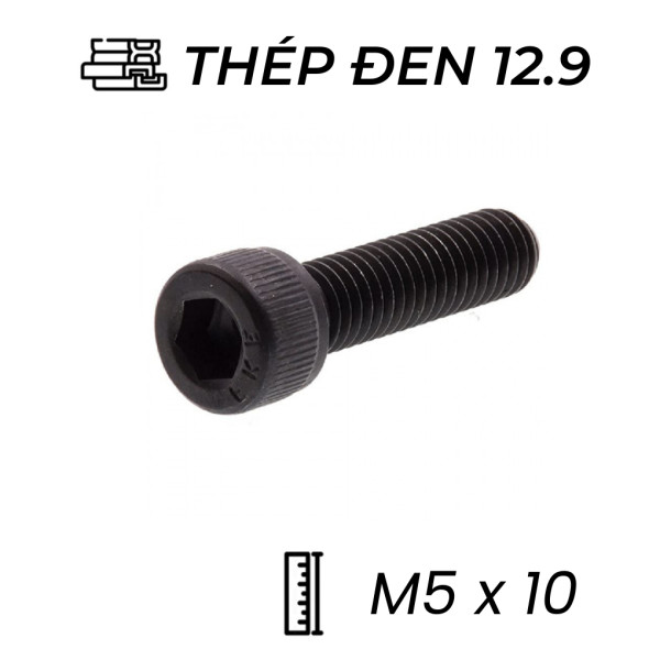 Lục Giác Chìm Đầu Trụ Thép Đen 12.9 DIN912 M5x10