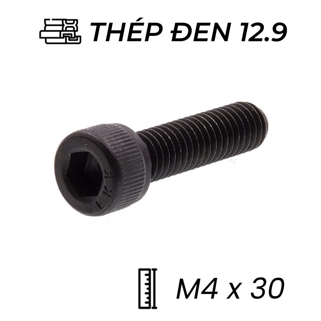 Lục Giác Chìm Đầu Trụ Thép Đen 12.9 DIN912 M4x30