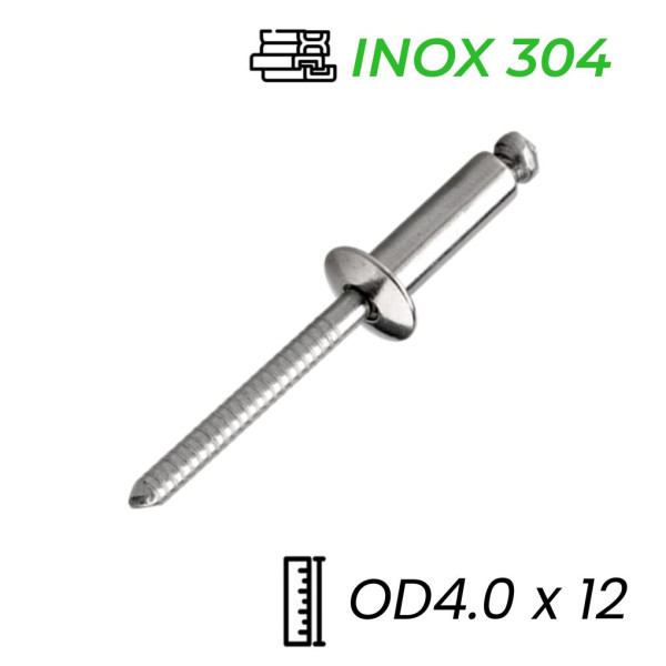 Rivet Inox 304 OD4.0x12mm (1000 Cái)