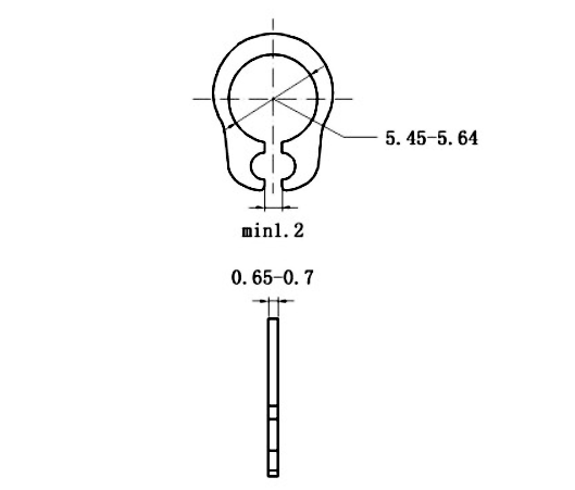 Bản vẽ kỹ thuật Phe Gài Trục Thép 65Mn DIN471 D6x0.7