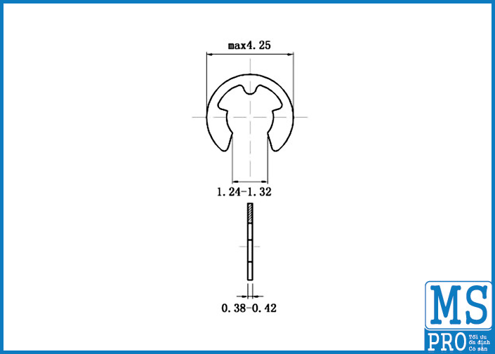Bản vẽ kỹ thuật Phe Gài Trục Chữ E Thép DIN6799 D1.5