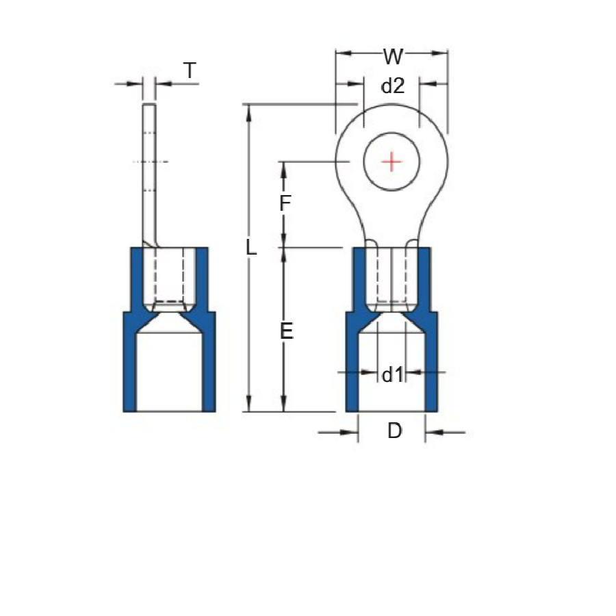 Bản vẽ kỹ thuật Đầu Cosse Tròn Cách Điện 4-6mm2 KST RNYB5-5