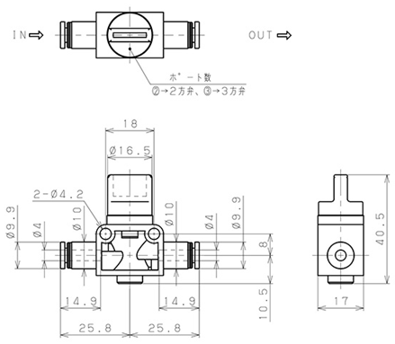Bản vẽ kỹ thuật Van Tay Khí Nén Pisco HV4-4