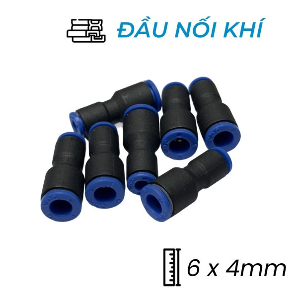 Đầu Nối Nhanh Khí Nén Giảm Ø6x4mm CDC MPG 0604 (Màu Đen)