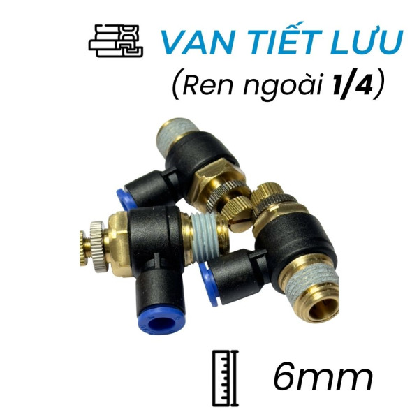 Van Tiết Lưu Khí Nén Ø6mm - Ren Ngoài 1/4" CDC MSC 0602 (Màu Đen)