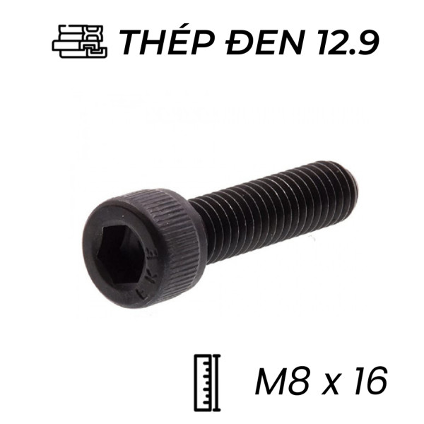 Lục Giác Chìm Đầu Trụ Thép Đen 12.9 DIN912 M8x16