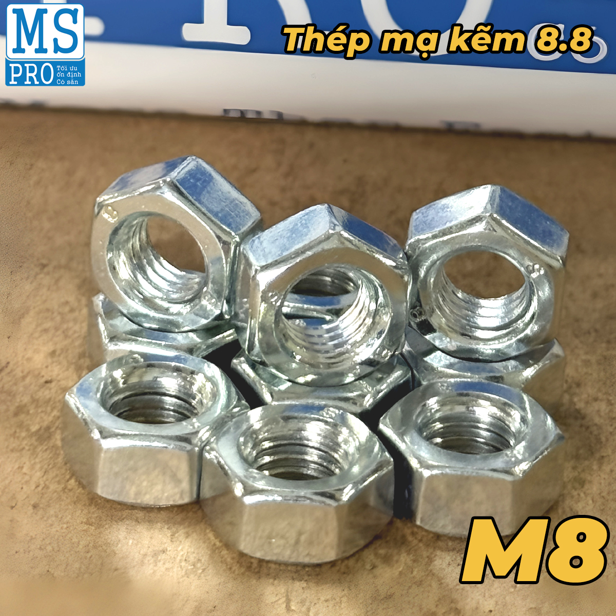 Tán Thép Mạ Kẽm Trắng Cr3+ 8.8 DIN934 M8