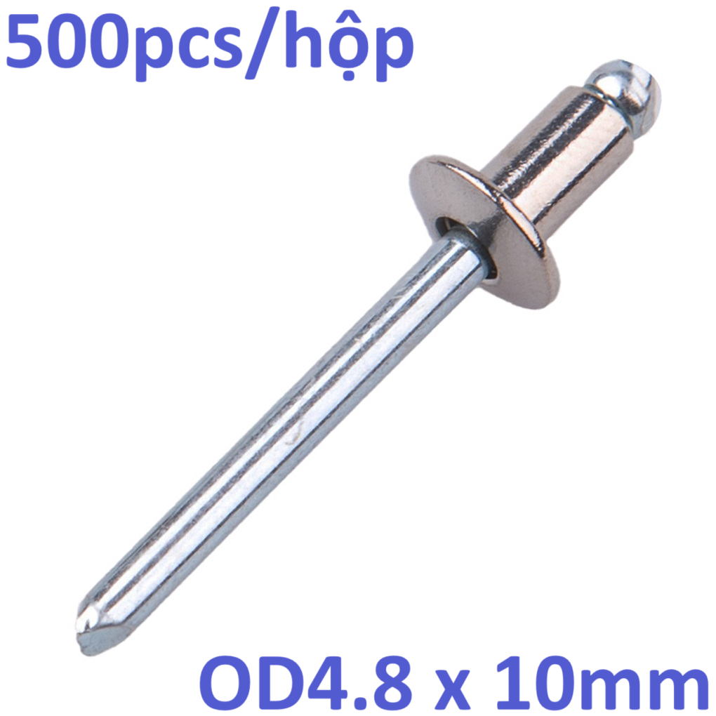 Rivet Inox 304 Chân Thép OD4.8x10mm (500 Cái)