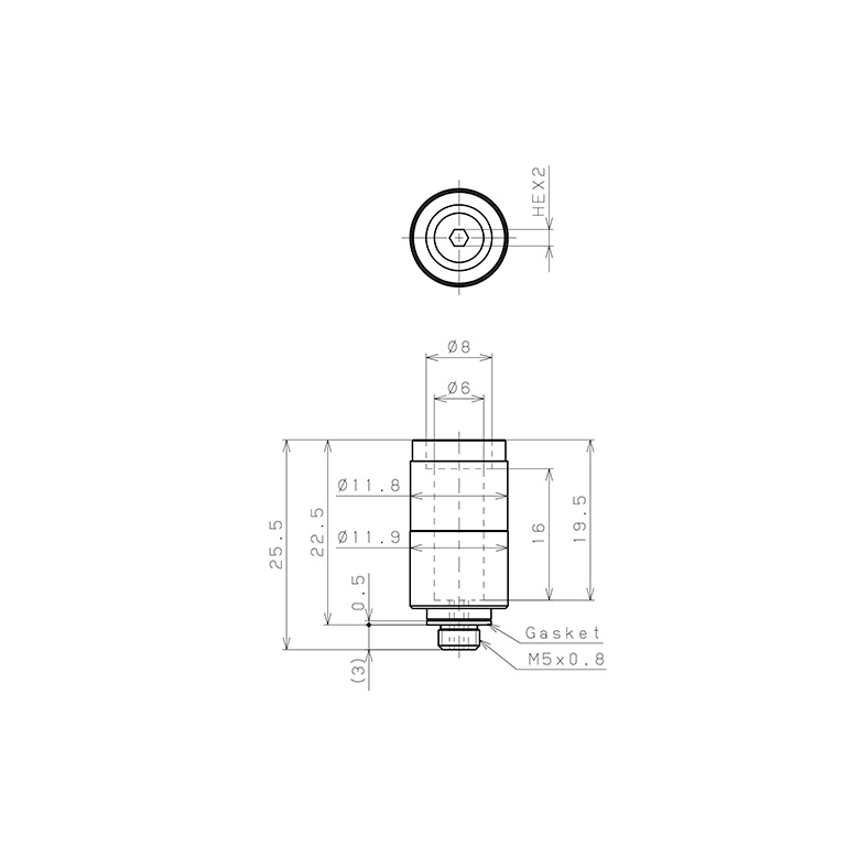 Bản vẽ kỹ thuật Đầu Nối Nhanh Khí Nén Dạng Thẳng Ren Ngoài Pisco KOC6-M5-F