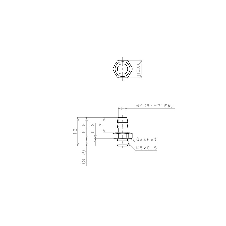 Bản vẽ kỹ thuật Đầu Ngạnh Nối Ống Dạng Thẳng Thân Lục Giác Ren Ngoài Pisco SLC-0640-M5-C