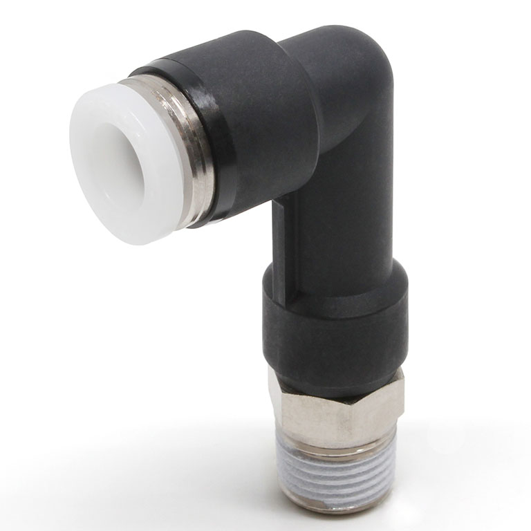 Đầu Nối Nhanh Khí Nén Dạng Cong 90° Ren Ngoài (Dài) Pisco PLL1/4-01-C
