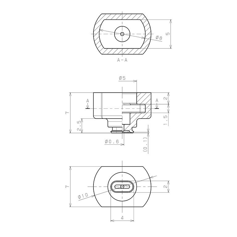 Bản vẽ kỹ thuật Đầu Nấm Hút Chân Không Hình Oval Bầu Dục, Silicone,  O.D , Pisco VP2x4ES