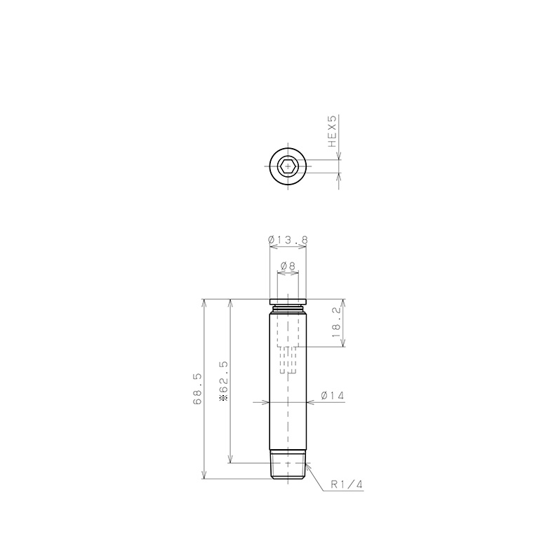 Bản vẽ kỹ thuật Đầu Nối Nhanh Khí Nén Dạng Thẳng Ren Ngoài Pisco POC8-02-L60