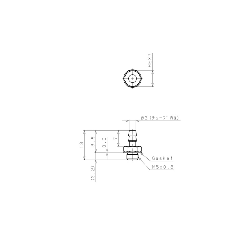 Bản vẽ kỹ thuật Đầu Ngạnh Nối Ống Dạng Thẳng Thân Lục Giác Ren Ngoài Pisco LC-0535-M5-C