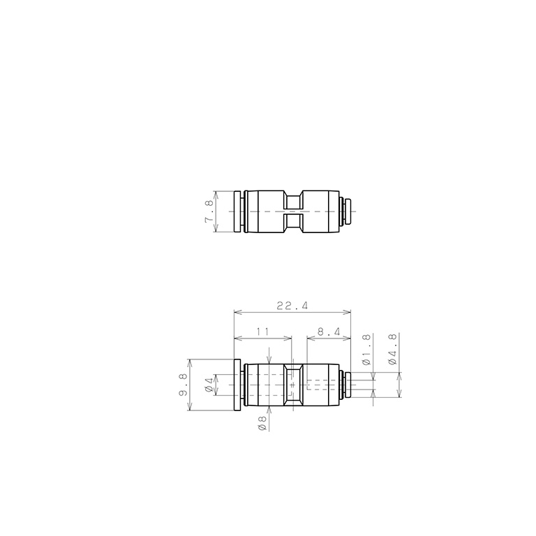 Bản vẽ kỹ thuật Đầu Nối Nhanh Khí Nén Dạng Nối Giẩm Pisco PG4-180M-C