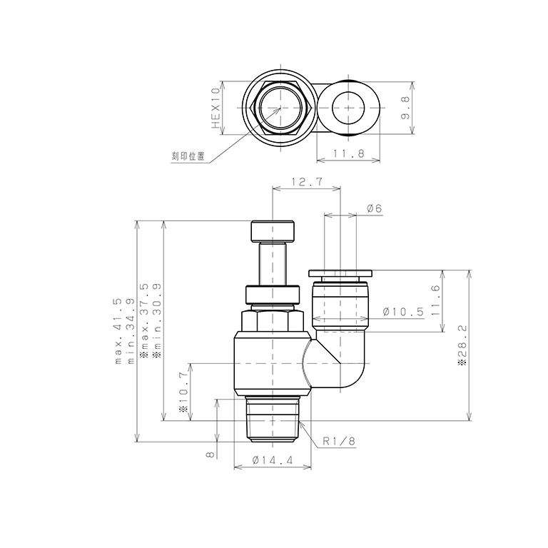 Bản vẽ kỹ thuật Van Tiết Lưu Khí Nén Pisco JSS6-01AW