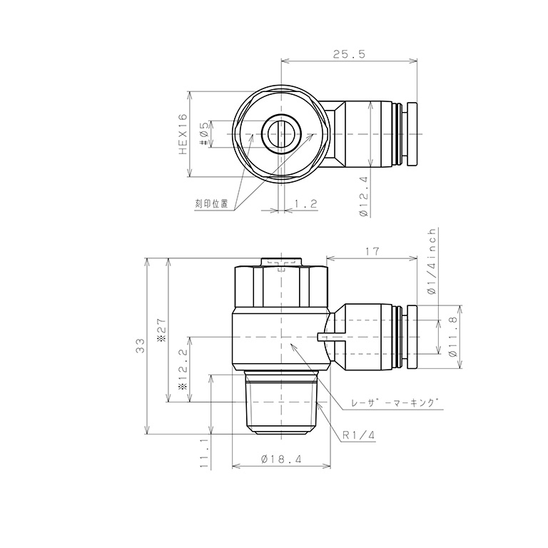 Bản vẽ kỹ thuật Van Tiết Lưu Khí Nén Đầu Vít Dẹp Pisco JSDC1/4-02B-C