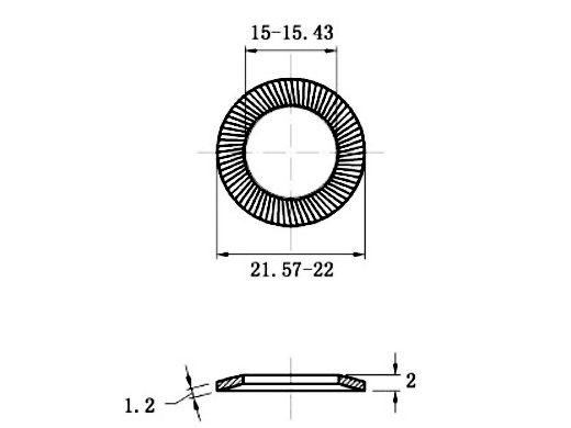 Bản vẽ kỹ thuật Lông Đền Răng Inox 304 DIN9250 M14