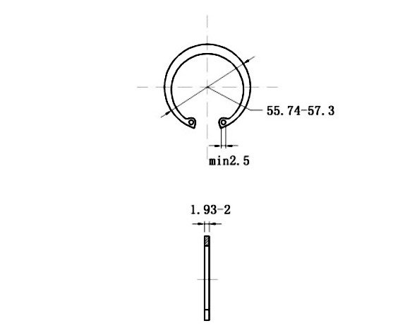 Bản vẽ kỹ thuật Phe Gài Lỗ Thép 65Mn DIN472 D52x2.0