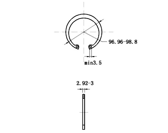 Bản vẽ kỹ thuật Phe Gài Lỗ Thép 65Mn DIN472 D92x3.0